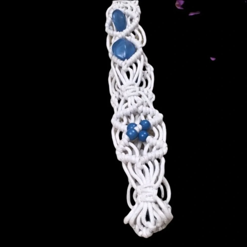 Bohemian Woven Blue and White Tassels Belt